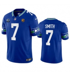 Men Seattle Seahawks 7 Geno Smith Blue 2023 F U S E Throwback With 1 Star C Patch And John Madden Patch Vapor Limited Stitched Football Jersey Men Seattle Seahawks 7 Geno Smith Blue 2023 F U S E Throwback With 1 Star C Patch And John Madden Patch Vapor Limited Stitched Football Jersey