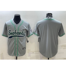 Men Seattle Seahawks Blank Grey With Patch Cool Base Stitched Baseball Jersey Men Seattle Seahawks Blank Grey With Patch Cool Base Stitched Baseball Jersey
