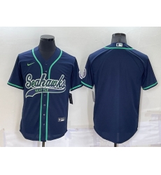 Men Seattle Seahawks Blank Navy Cool Base Stitched Baseball Jersey Men Seattle Seahawks Blank Navy Cool Base Stitched Baseball Jersey