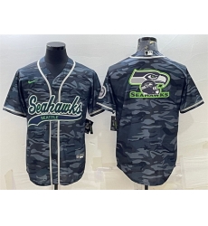 Men Seattle Seahawks Grey Camo Team Big Logo With Patch Cool Base Stitched Baseball Jersey Men Seattle Seahawks Grey Camo Team Big Logo With Patch Cool Base Stitched Baseball Jersey