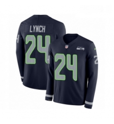 Mens Nike Seattle Seahawks 24 Marshawn Lynch Limited Navy Blue Therma Long Sleeve NFL Jersey Mens Nike Seattle Seahawks 24 Marshawn Lynch Limited Navy Blue Therma Long Sleeve NFL Jersey