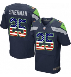 Mens Nike Seattle Seahawks 25 Richard Sherman Elite Navy Blue Home USA Flag Fashion NFL Jersey Mens Nike Seattle Seahawks 25 Richard Sherman Elite Navy Blue Home USA Flag Fashion NFL Jersey