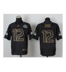 Nike Seattle Seahawks 12 fan black Elite gold lettering fashion NFL Jersey Nike Seattle Seahawks 12 fan black Elite gold lettering fashion NFL Jersey