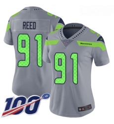 Seahawks #91 Jarran Reed Silver Women Stitched Football Limited Inverted Legend 100th Season Jersey Seahawks #91 Jarran Reed Silver Women Stitched Football Limited Inverted Legend 100th Season Jersey
