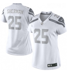 Womens Nike Seattle Seahawks 25 Richard Sherman Limited White Platinum NFL Jersey Womens Nike Seattle Seahawks 25 Richard Sherman Limited White Platinum NFL Jersey