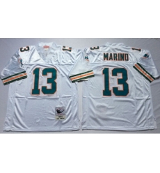 Men Miami Dolphins 13 Dan Marino White M&N Throwback Jersey Men Miami Dolphins 13 Dan Marino White M&N Throwback Jersey