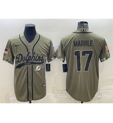 Men Miami Dolphins 17 Jaylen Waddle Olive 2022 Salute To Service Cool Base Stitched Baseball Jersey Men Miami Dolphins 17 Jaylen Waddle Olive 2022 Salute To Service Cool Base Stitched Baseball Jersey