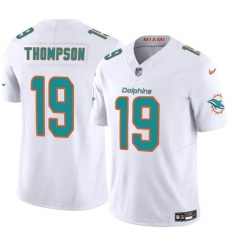 Men Miami Dolphins 19 Skylar Thompson White 2024 F U S E Vapor Limited Stitched Football Jersey Men Miami Dolphins 19 Skylar Thompson White 2024 F U S E Vapor Limited Stitched Football Jersey