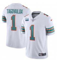 Men Miami Dolphins 2022 #1 Tua Tagovailoa White With 1-star C Patch Stitched Jersey Men Miami Dolphins 2022 #1 Tua Tagovailoa White With 1-star C Patch Stitched Jersey