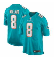Men Miami Dolphins 8 Jevon Holland Aqua Stitched Game Jersey Men Miami Dolphins 8 Jevon Holland Aqua Stitched Game Jersey