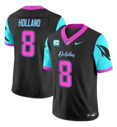 Men Miami Dolphins 8 Jevon Holland Black F U S E With 1 Star C Patch Miami Vice Vapor Limited Stitched Football Jersey Men Miami Dolphins 8 Jevon Holland Black F U S E With 1 Star C Patch Miami Vice Vapor Limited Stitched Football Jersey