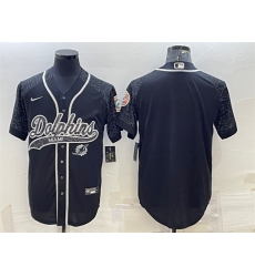 Men Miami Dolphins Blank Black Reflective With Patch Cool Base Stitched Baseball Jersey Men Miami Dolphins Blank Black Reflective With Patch Cool Base Stitched Baseball Jersey