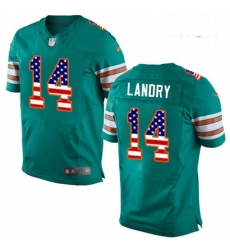 Mens Nike Miami Dolphins 14 Jarvis Landry Elite Aqua Green Alternate USA Flag Fashion NFL Jersey Mens Nike Miami Dolphins 14 Jarvis Landry Elite Aqua Green Alternate USA Flag Fashion NFL Jersey