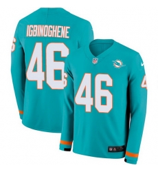 Nike Dolphins 46 Noah Igbinoghene Aqua Green Team Color Men Stitched NFL Limited Therma Long Sleeve Jersey Nike Dolphins 46 Noah Igbinoghene Aqua Green Team Color Men Stitched NFL Limited Therma Long Sleeve Jersey