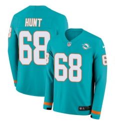 Nike Dolphins 68 Robert Hunt Aqua Green Team Color Men Stitched NFL Limited Therma Long Sleeve Jersey Nike Dolphins 68 Robert Hunt Aqua Green Team Color Men Stitched NFL Limited Therma Long Sleeve Jersey