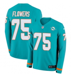 Nike Dolphins 75 Ereck Flowers Aqua Green Team Color Men Stitched NFL Limited Therma Long Sleeve Jersey Nike Dolphins 75 Ereck Flowers Aqua Green Team Color Men Stitched NFL Limited Therma Long Sleeve Jersey