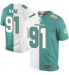 Nike Dolphins #91 Cameron Wake Aqua Green White Mens Stitched NFL Elite Split Jersey Nike Dolphins #91 Cameron Wake Aqua Green White Mens Stitched NFL Elite Split Jersey