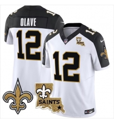Men New Orleans Saints 12 Chris Olave White F U S E With Patch Vapor Stitched Jersey Men New Orleans Saints 12 Chris Olave White F U S E With Patch Vapor Stitched Jersey