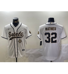 Men New Orleans Saints 32 Tyrann Mathieu White Cool Base Stitched Baseball Jersey 3 Men New Orleans Saints 32 Tyrann Mathieu White Cool Base Stitched Baseball Jersey 3