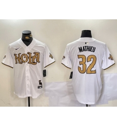 Men New Orleans Saints 32 Tyrann Mathieu White Cool Base Stitched Baseball Jersey 5 Men New Orleans Saints 32 Tyrann Mathieu White Cool Base Stitched Baseball Jersey 5
