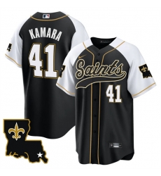 Men New Orleans Saints 41 Alvin Kamara Black White 1987 Legacy Cool Base Stitched Baseball Jersey Men New Orleans Saints 41 Alvin Kamara Black White 1987 Legacy Cool Base Stitched Baseball Jersey