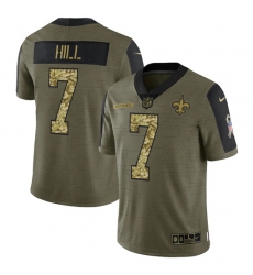 Men New Orleans Saints 7 Taysom Hill 2021 Salute To Service Olive Camo Limited Stitched Jersey Men New Orleans Saints 7 Taysom Hill 2021 Salute To Service Olive Camo Limited Stitched Jersey