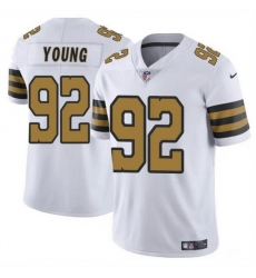 Men New Orleans Saints 92 Chase Young White Color Rush Limited Stitched Football Jersey Men New Orleans Saints 92 Chase Young White Color Rush Limited Stitched Football Jersey
