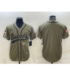 Men New Orleans Saints Blank Olive 2022 Salute To Service Cool Base Stitched Baseball Jersey Men New Orleans Saints Blank Olive 2022 Salute To Service Cool Base Stitched Baseball Jersey