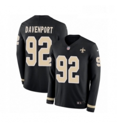 Mens Nike New Orleans Saints 92 Marcus Davenport Limited Black Therma Long Sleeve NFL Jersey Mens Nike New Orleans Saints 92 Marcus Davenport Limited Black Therma Long Sleeve NFL Jersey