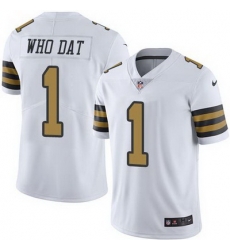 Nike Saints #1 Who Dat White Mens Stitched NFL Limited Rush Jersey Nike Saints #1 Who Dat White Mens Stitched NFL Limited Rush Jersey