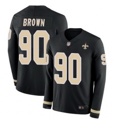 Saints #90 Malcom Brown Black Team Color Men Stitched Football Limited Therma Long Sleeve Jersey Saints #90 Malcom Brown Black Team Color Men Stitched Football Limited Therma Long Sleeve Jersey