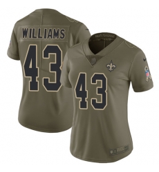 Nike Saints #43 Marcus Williams Olive Womens Stitched NFL Limited 2017 Salute to Service Jersey Nike Saints #43 Marcus Williams Olive Womens Stitched NFL Limited 2017 Salute to Service Jersey