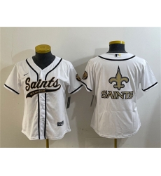 Women New Orleans Saints White Team Big Logo With Patch Cool Base Stitched Baseball Jersey Women New Orleans Saints White Team Big Logo With Patch Cool Base Stitched Baseball Jersey