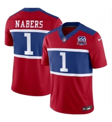 Men New York Giants 1 Malik Nabers Red 2024 F U S E Alternate 100TH Season Patch Vapor Untouchable Limited Stitched Jersey Men New York Giants 1 Malik Nabers Red 2024 F U S E Alternate 100TH Season Patch Vapor Untouchable Limited Stitched Jersey
