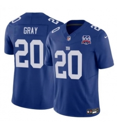 Men New York Giants 20 Eric Gray Blue 2024 F U S E 100TH Season Patch Vapor Untouchable Limited Stitched Jersey Men New York Giants 20 Eric Gray Blue 2024 F U S E 100TH Season Patch Vapor Untouchable Limited Stitched Jersey