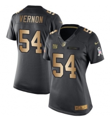 Nike Giants #54 Olivier Vernon Black Womens Stitched NFL Limited Gold Salute to Service Jersey Nike Giants #54 Olivier Vernon Black Womens Stitched NFL Limited Gold Salute to Service Jersey