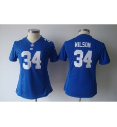 Women Nike NFL New York Giants 34 Wilson Game Blue Jersey Women Nike NFL New York Giants 34 Wilson Game Blue Jersey