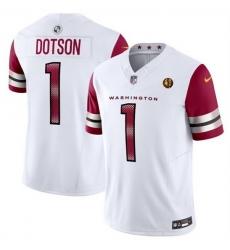 Men Washington Commanders 1 Jahan Dotson White 2023 F U S E With John Madden Patch Vapor Limited Stitched Football Jersey Men Washington Commanders 1 Jahan Dotson White 2023 F U S E With John Madden Patch Vapor Limited Stitched Football Jersey