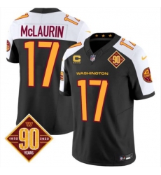 Men Washington Commanders 17 Terry McLaurin Black White 90th Anniversary Limited Stitched Football Jersey Men Washington Commanders 17 Terry McLaurin Black White 90th Anniversary Limited Stitched Football Jersey