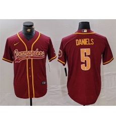 Men Washington Commanders 5 Jayden Daniels Burgundy With Patch Cool Base Stitched Baseball Jersey Men Washington Commanders 5 Jayden Daniels Burgundy With Patch Cool Base Stitched Baseball Jersey