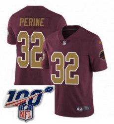 Mens Nike Washington Redskins 32 Samaje Perine Burgundy RedGold Number Alternate 80TH Anniversary Vapor Untouchable Limited Stitched 100th anniversary Neck Mens Nike Washington Redskins 32 Samaje Perine Burgundy RedGold Number Alternate 80TH Anniversary Vapor Untouchable Limited Stitched 100th anniversary Neck