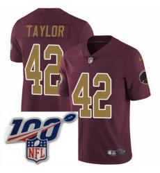 Mens Nike Washington Redskins 42 Charley Taylor Burgundy RedGold Number Alternate 80TH Anniversary Vapor Untouchable Limited Stitched 100th anniversary Nec Mens Nike Washington Redskins 42 Charley Taylor Burgundy RedGold Number Alternate 80TH Anniversary Vapor Untouchable Limited Stitched 100th anniversary Nec