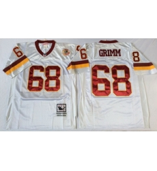 Redskins 68 Russ Grimm White Throwback Jersey Redskins 68 Russ Grimm White Throwback Jersey