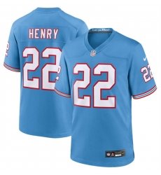 Men Tennessee Titans 22 Derrick Henry Light Blue Throwback Player Stitched Game Jersey Men Tennessee Titans 22 Derrick Henry Light Blue Throwback Player Stitched Game Jersey