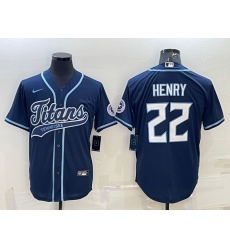 Men Tennessee Titans 22 Derrick Henry Navy With Patch Cool Base Stitched Baseball Jersey Men Tennessee Titans 22 Derrick Henry Navy With Patch Cool Base Stitched Baseball Jersey