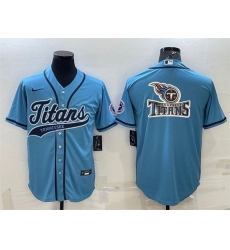 Men Tennessee Titans Blue Team Big Logo With Patch Cool Base Stitched Baseball Jersey Men Tennessee Titans Blue Team Big Logo With Patch Cool Base Stitched Baseball Jersey