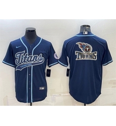 Men Tennessee Titans Navy Team Big Logo With Patch Cool Base Stitched Baseball Jersey Men Tennessee Titans Navy Team Big Logo With Patch Cool Base Stitched Baseball Jersey