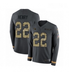 Mens Nike Tennessee Titans 22 Derrick Henry Limited Black Salute to Service Therma Long Sleeve NFL Jersey Mens Nike Tennessee Titans 22 Derrick Henry Limited Black Salute to Service Therma Long Sleeve NFL Jersey