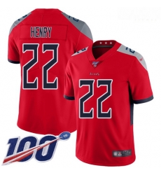 Nike Titans 22 Derrick Henry Red Men Stitched Football Limited Inverted Legend 100th Season Jersey Nike Titans 22 Derrick Henry Red Men Stitched Football Limited Inverted Legend 100th Season Jersey