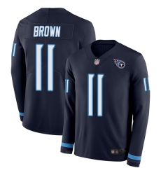 Titans 11 A J Brown Navy Blue Team Color Men Stitched Football Limited Therma Long Sleeve Jersey Titans 11 A J Brown Navy Blue Team Color Men Stitched Football Limited Therma Long Sleeve Jersey